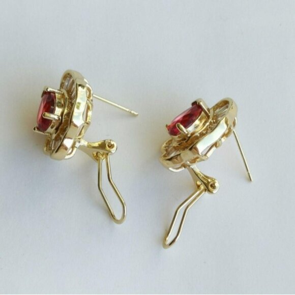 Teardrop Pink Topaz CZ Omega Lever Back Earrings 🆕 - Picture 5 of 7